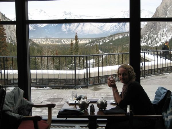 Having tea at the Banff Springs