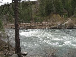 Swinging bridge over the Spokane river