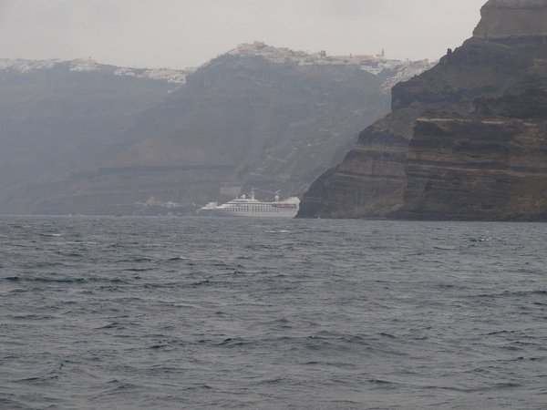 Santorini in the background