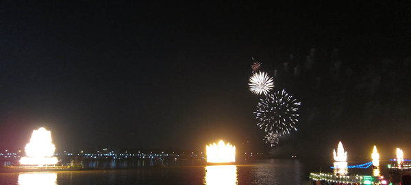 Fireworks during river festival
