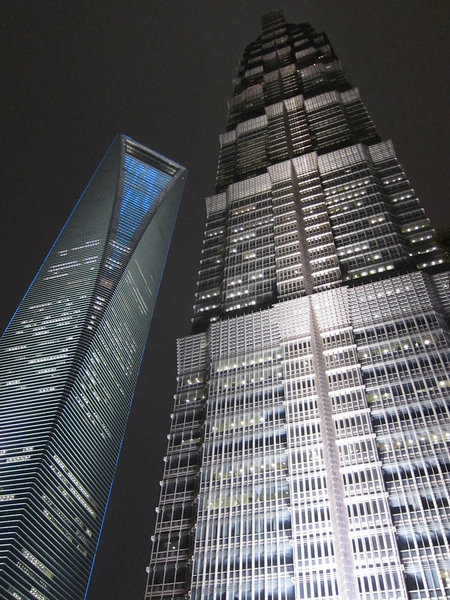 Jin Mao Tower and Shanghai World Financial Center tower