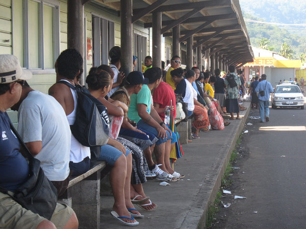 People waiting at the bus station