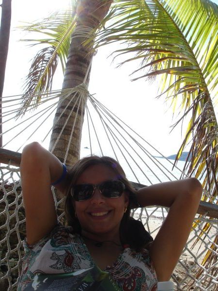Amy lazing in a hamoc. Walu beach