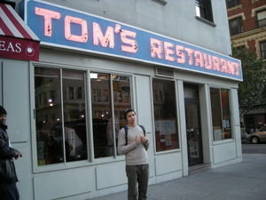 Evan outside Seinfield Diner