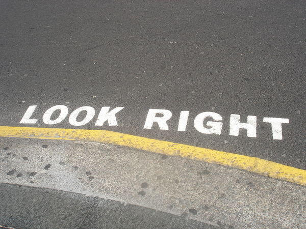 seriously, "look right"