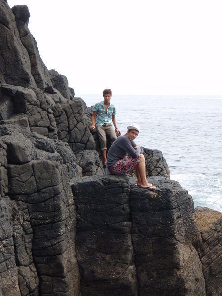 Chris & Evan sitting on the rocks