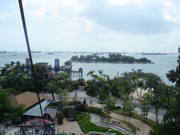 a view of southern sentosa from the chairlift