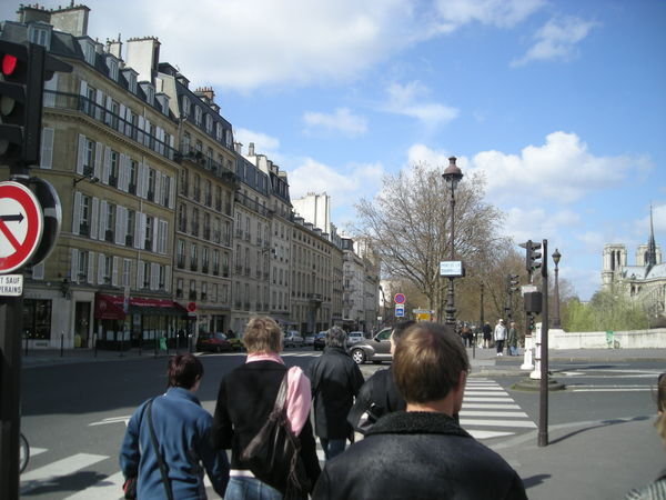 Walking down a street in Paris