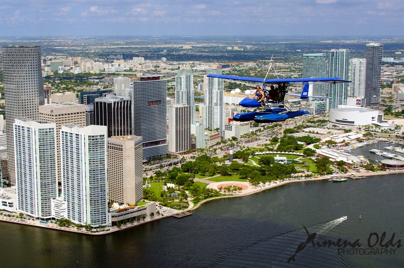 Flying over downtown Miami