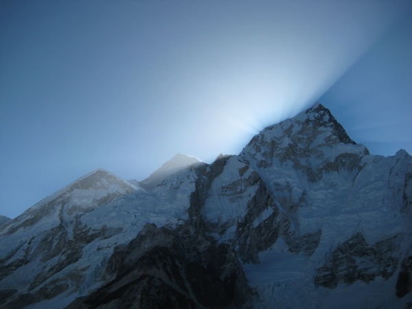 Sun Rays Rising Over Everest