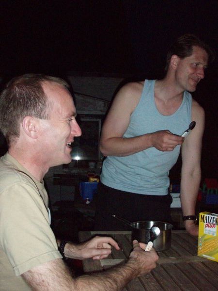 Michael and Mark share some laughs over dinner