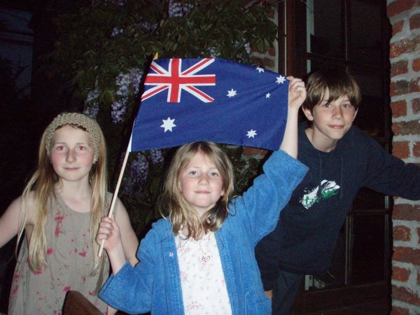 The children with their Aussie souveneir