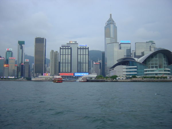 the view of HK island from the water