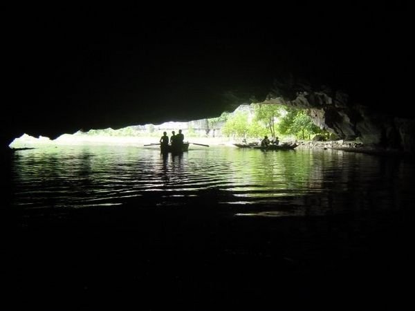 rowing under the stalagtites in Tam Coc