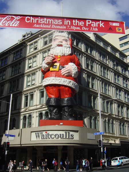 Huge Father Xmas on Queen Street