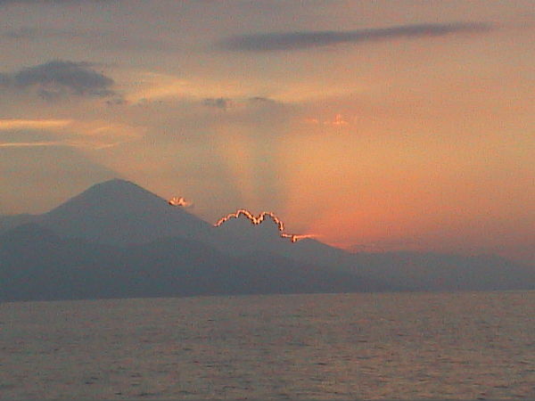Sunset over volcano in Bali