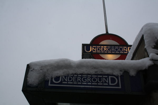 Underground sign in the snow