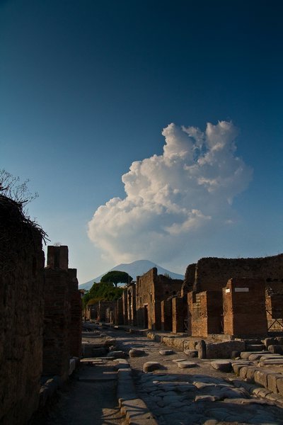 Pompeii with Mt Vesuvius in the background