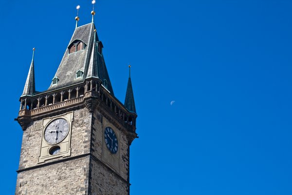 Old Town Hall Clock Tower and the moon