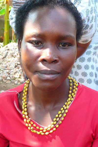 Woman wearing the beads we are making