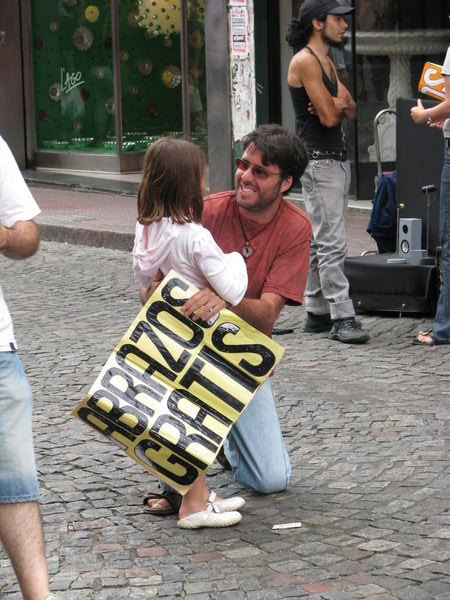 Some guys giving out free hugs in Buenos Aires