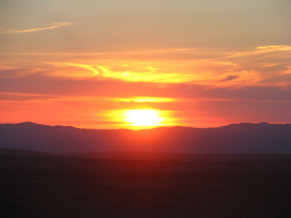 Sunset from the bus from San Pedro de Atacama to Arica, Chile