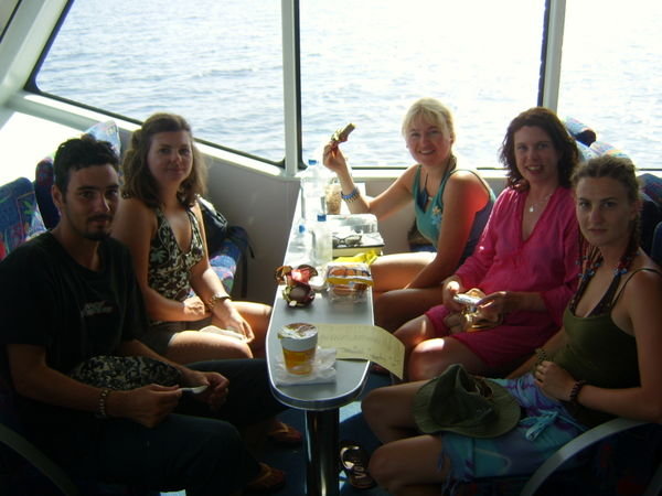 On the ferry with friends