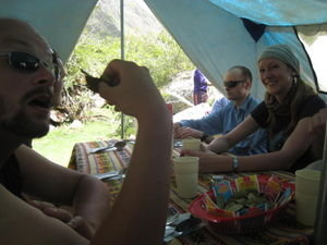 One of the many mealtimes on the trek