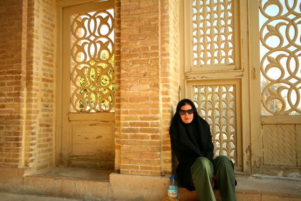 Jane at the Tomb of Hafez in Shiraz