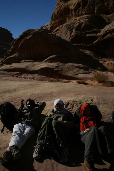 Suleiman, Michelle & Jane kicking back in Wadi Rum