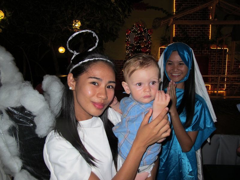 Elliot with Mother Mary and and angel
