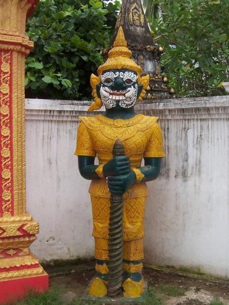 Outside a temple in Vientiane