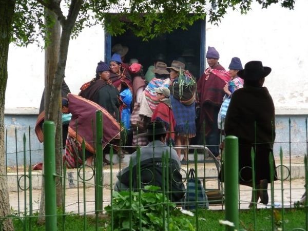 Locals Outside a Call Centre at Tarabuco