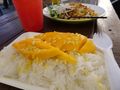 mango with sweetened coconut sticky rice