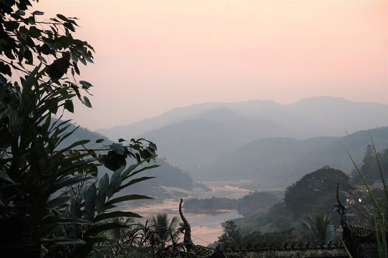 dusky view of mekong from pak beng