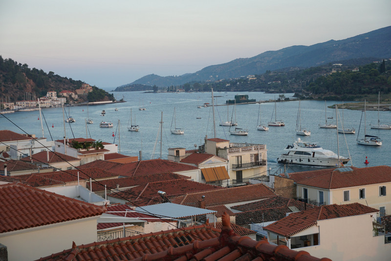 view of poros from clocktower hill