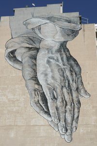 praying hands mural