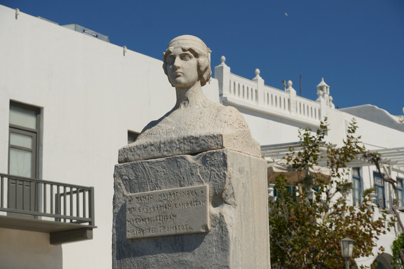 streets of hora - statue of manto mavrogenous
