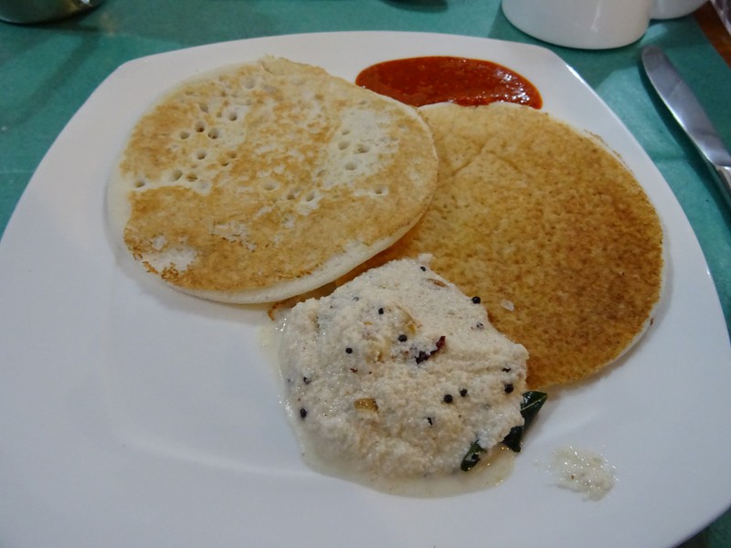 dosa with coconut chutney and pickle