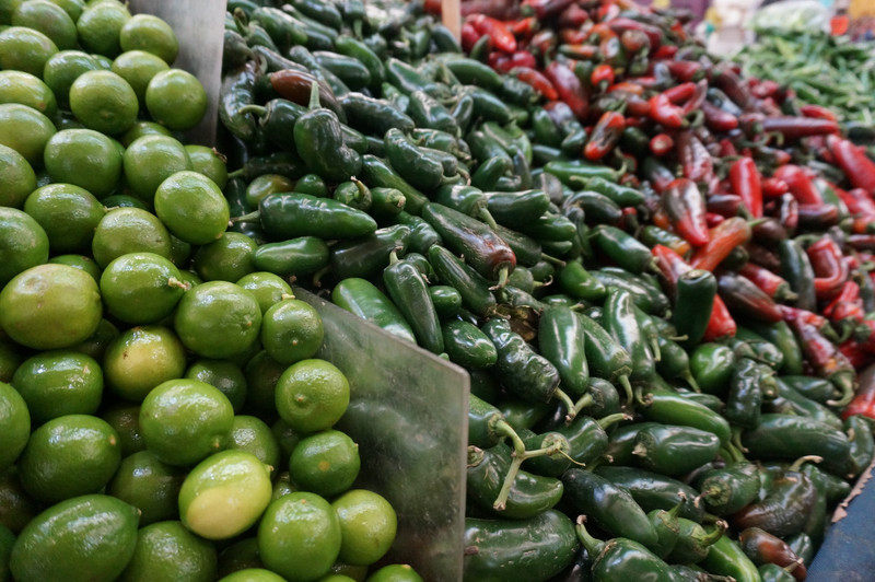jamaica market - limes and jalapenos