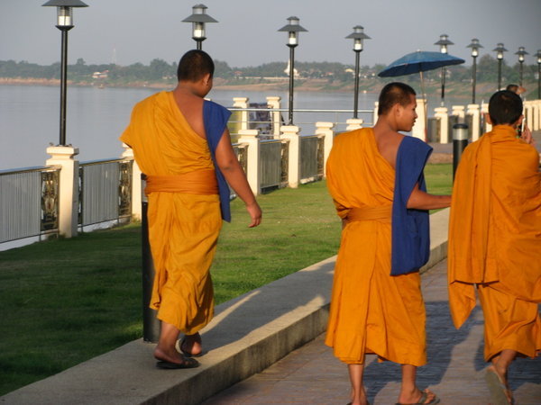 Monks along the Mekong
