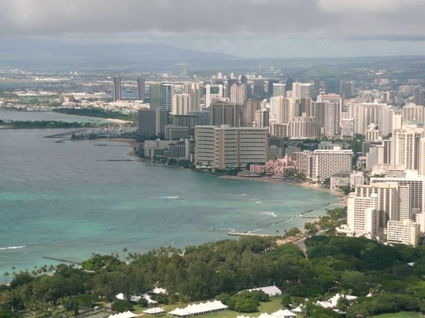 view to Waikiki from Diamond Head Crater