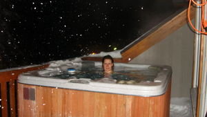Snow in the hot tub