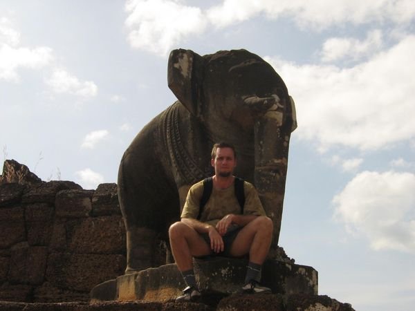 Andrej and elephant on Eastern Mebon