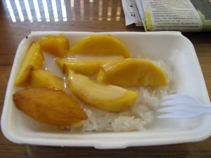 Sticky rice with mango, coconut milk and sugar - a popular Thai dish