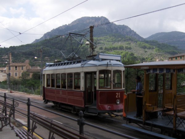 Old tram and mountain