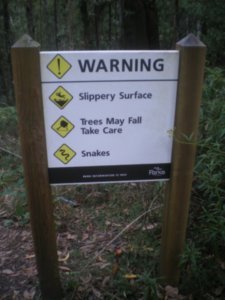 sign at the waterfall! note snake warning - we had our eyes peeled!