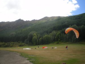 Paragliders landing