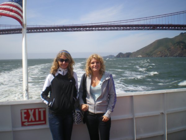 posing in front of the golden gate