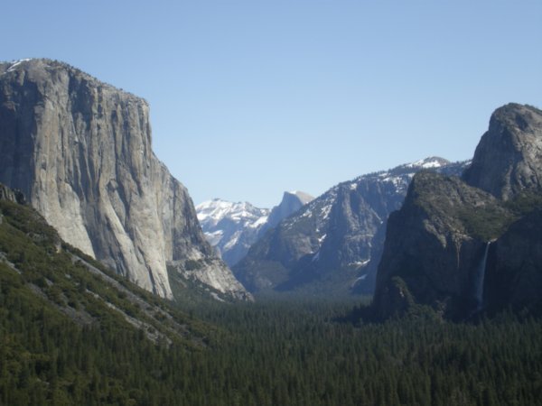 Yosemite Valley - El Capitan on the left, Half Dome in the distance and Bridalveil Falls on the right
